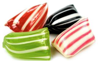 Colorful striped hard candies