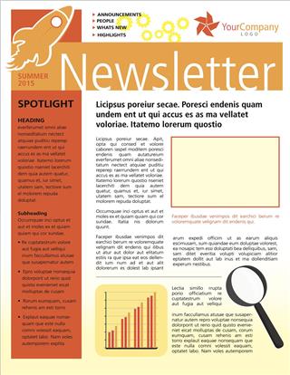 Company business orange newsletter design
