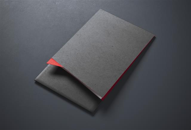 Black business card with red inside