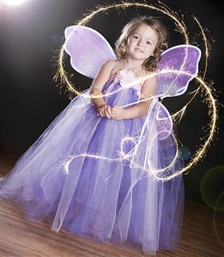 Tutu dress with butterfly wings.