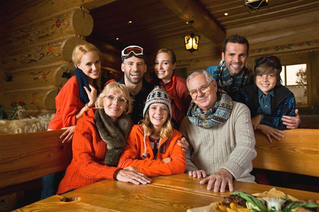 Family in Mountain Restaurant