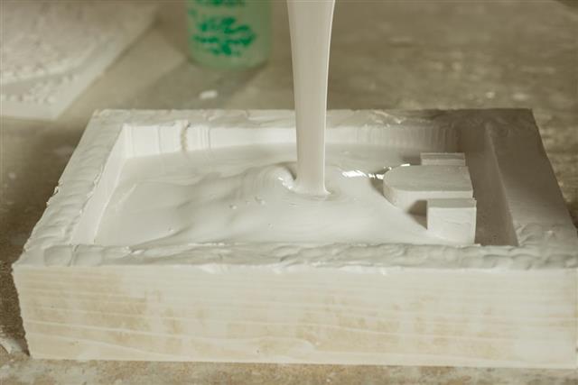 Rectangular Mold Nearly Filled with Liquid Plaster