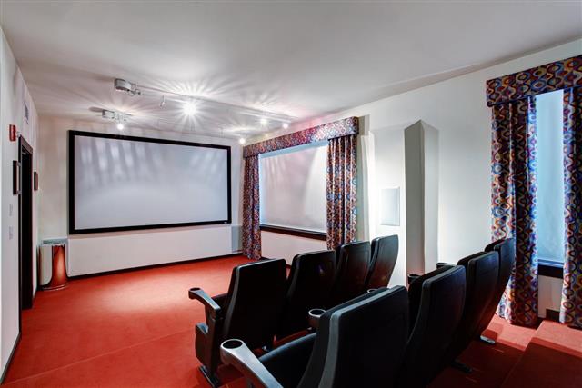 Home TV movie theater entertainment room interior