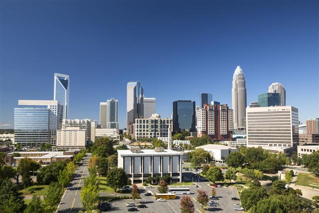 City Skyline of Charlotte North Carolina USA