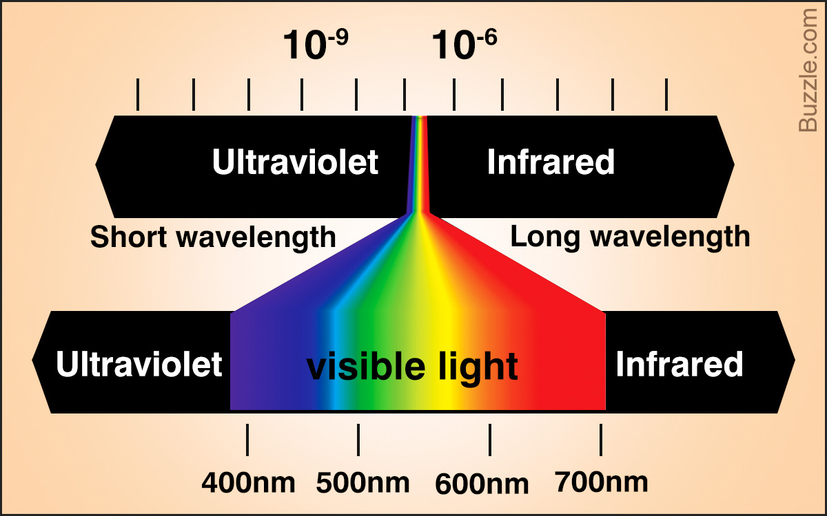 A Color Spectrum Chart With Frequencies and Wavelengths