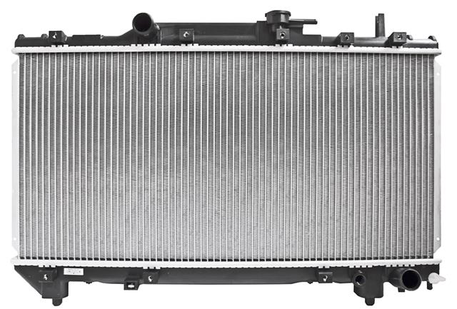 Automobile radiator detached from engine