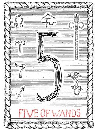 Five of wands tarot card