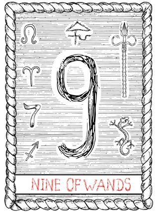 Nine of wands tarot card