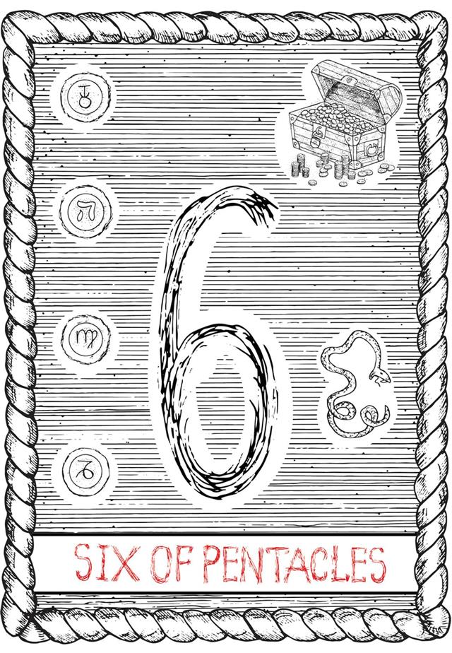 Six of pentacles tarot card