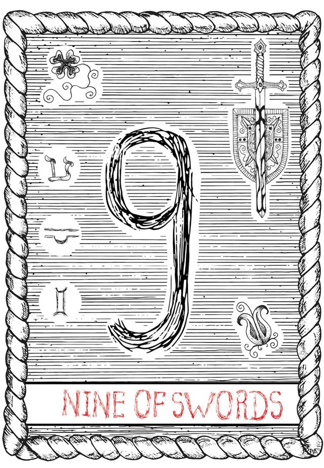 Nine of swords tarot card