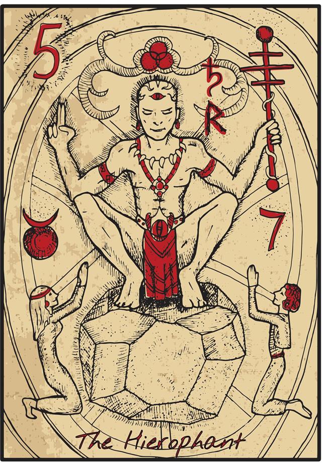 The hierophant tarot card in color