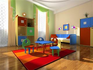 colorful interior of a baby's nursery