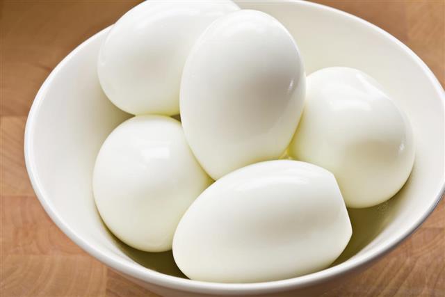 Hard Boiled Eggs In A White Bowl