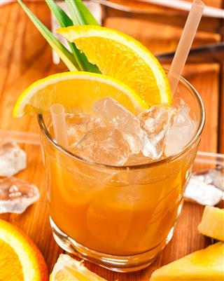 Drink with orange and pineapple