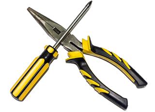 Pliers and screwdriver