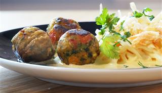 Meatballs decorated with parsley