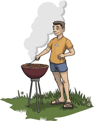 boy cooking outdoor