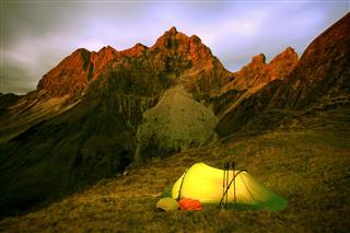 daylight and an illuminated tent