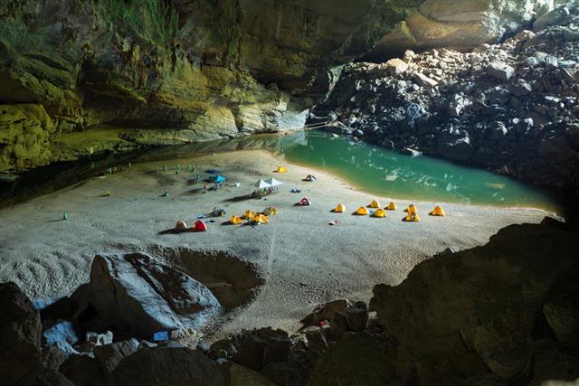 camping in a cave