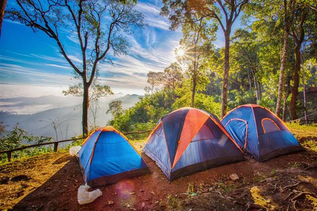tent in the top of mountain