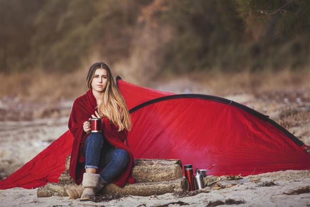 Young Woman Camping