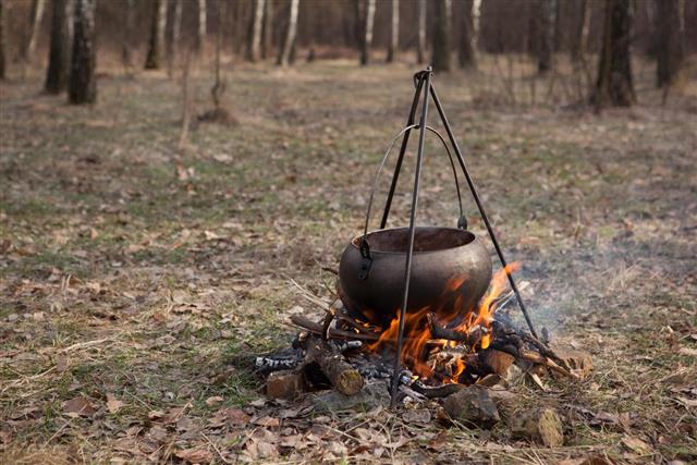 cauldron pot and camping