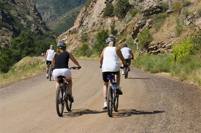 Mountain Bike Riders In Waterton Canyon
