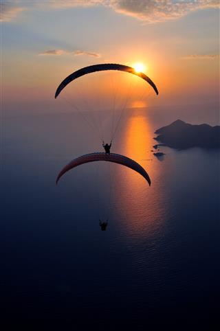 Sunset With Paragliding