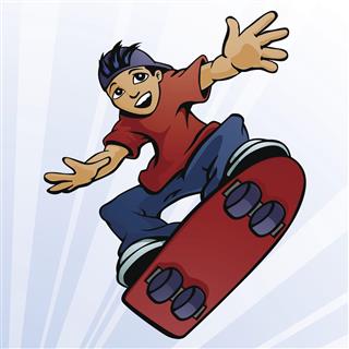 Skateboarder boy jumping
