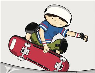 Cute Skateboarding Boy
