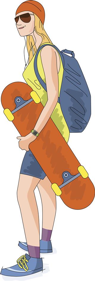 Girl With Skateboard