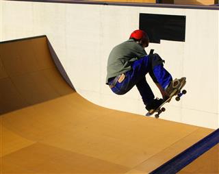skateboarder on ramp