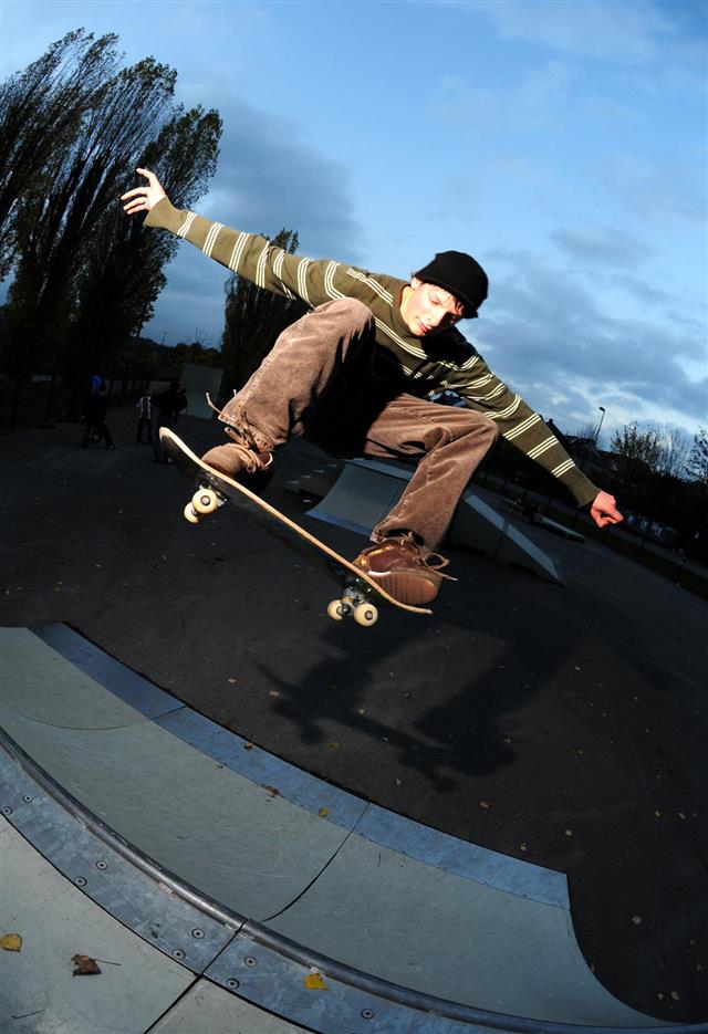 young boy Skateboarding