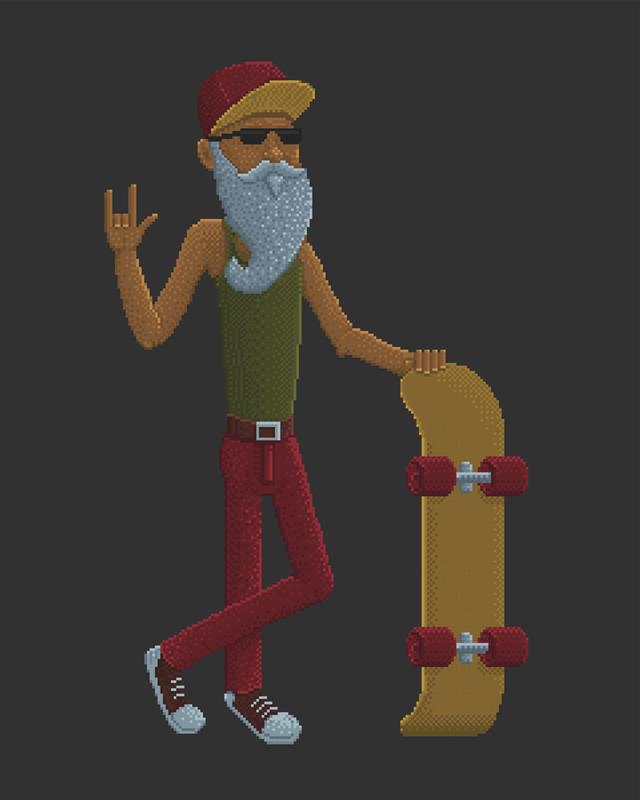 Bearded Old Man With Skateboard