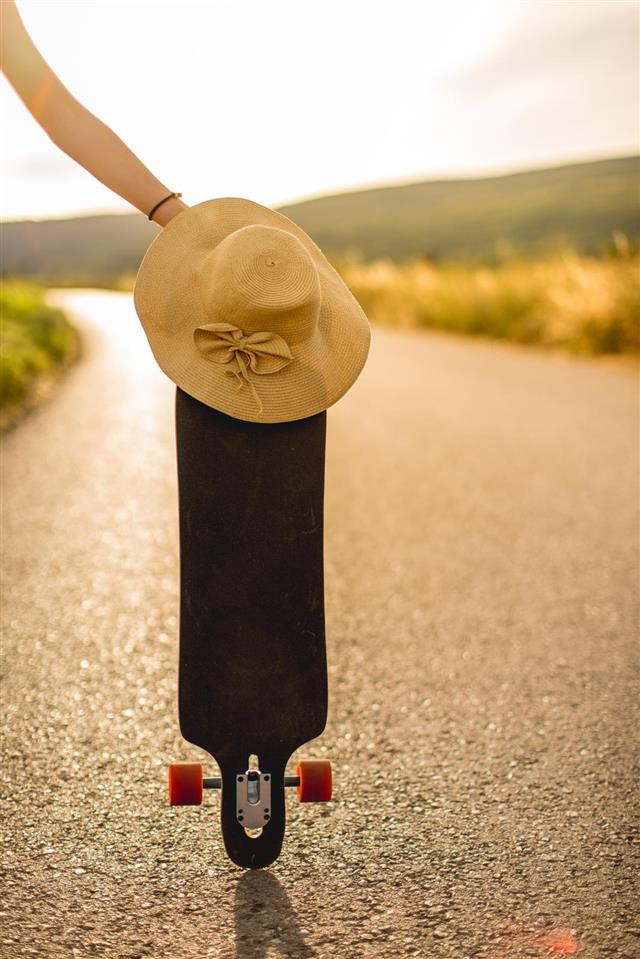 Hat and a longboard