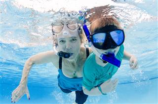 Underwater Playing With Grandma