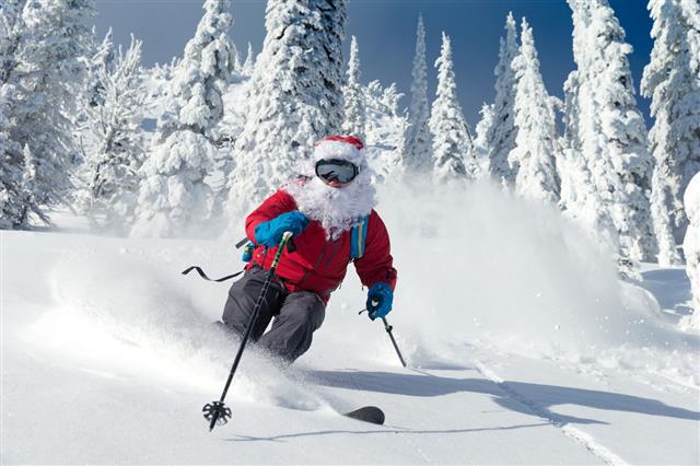 Skiing Santa