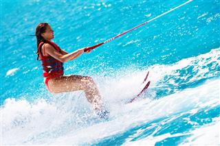 Attractive Young Woman Water Skiing