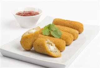 Croquettes On A White Platter