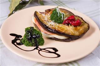 Slices Of Grilled Eggplant Stuffed