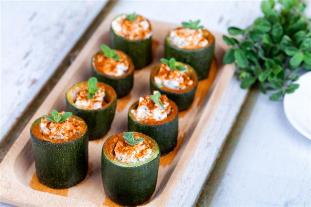 Zucchini Filled With Cheese