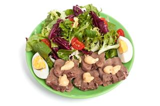 Healthy Salad With Meat And Eggs