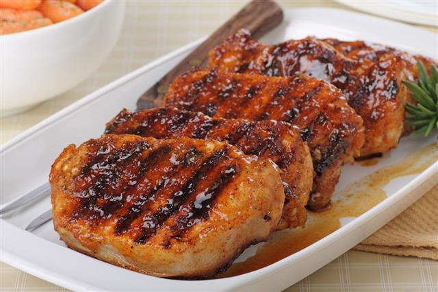 Grilled Meat Cutlets Lying On Plate