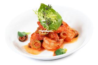 Shrimps In Tomato Sauce With Olives