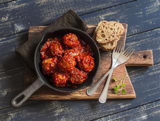 Meatballs In Tomato Sauce In A Pan