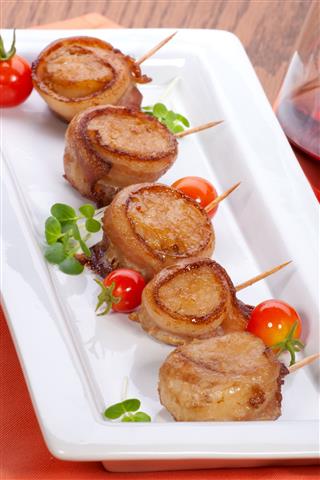 Bacon Wrapped Ginger Soy Scallops