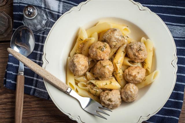 Pork Meatballs With Dill Sauce And Pasta