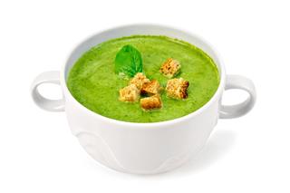 Soup Puree With Croutons And Spinach