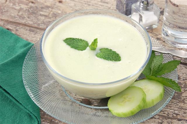 Bowl Of Chilled Creamy Cucumber Soup