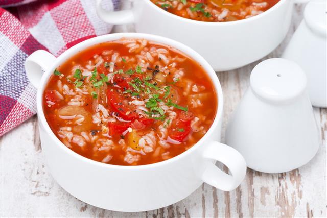 Tomato Soup With Rice And Vegetables